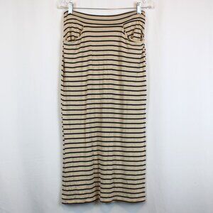 Finesse Tan Black Pinstripe Straight Skirt with Pockets